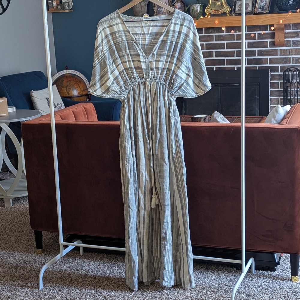 World Market Striped Dress With Tassel Accent